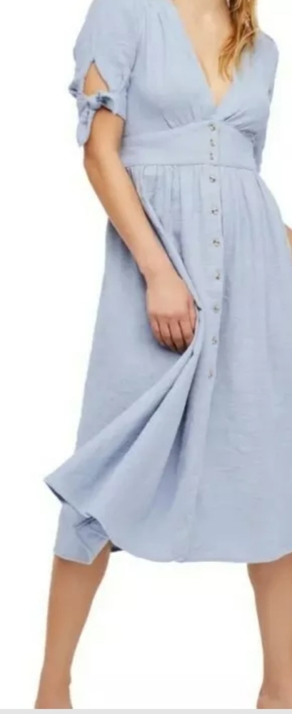 free people love of my life blue midi shirt dress